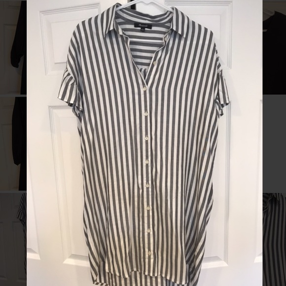 Madewell Dresses & Skirts - Madewell Striped Shift Dress with Ruffled Sleeves